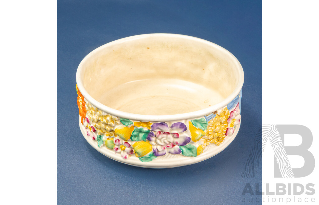 Vintage Hand Painted Ceramic Salad Bowl by Clarice Cliff