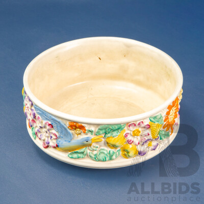 Vintage Hand Painted Ceramic Salad Bowl by Clarice Cliff