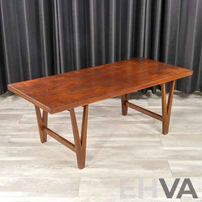 Danish Mahogany 'V' Base Over Sized Coffee Table
