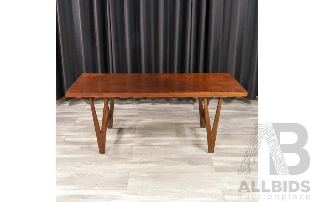 Danish Mahogany 'V' Base Over Sized Coffee Table