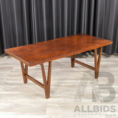 Danish Mahogany 'V' Base Over Sized Coffee Table