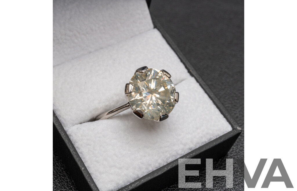 10.31ct Fancy Diamond 950 Platinum Solitaire Ring with Valuation - Size P