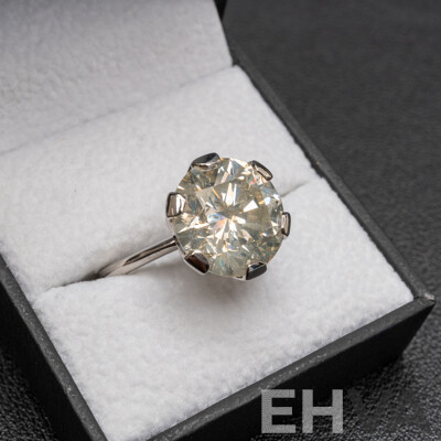 10.31ct Fancy Diamond 950 Platinum Solitaire Ring with Valuation - Size P