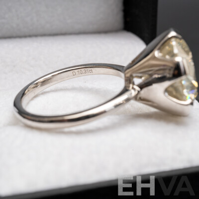 10.31ct Fancy Diamond 950 Platinum Solitaire Ring with Valuation - Size P