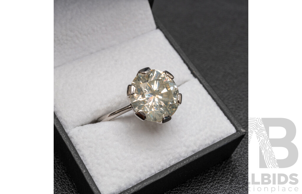 10.31ct Fancy Diamond 950 Platinum Solitaire Ring with Valuation - Size P