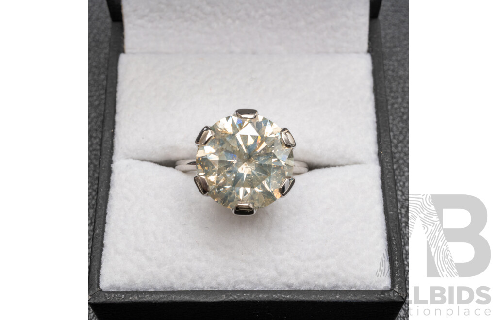 10.31ct Fancy Diamond 950 Platinum Solitaire Ring with Valuation - Size P