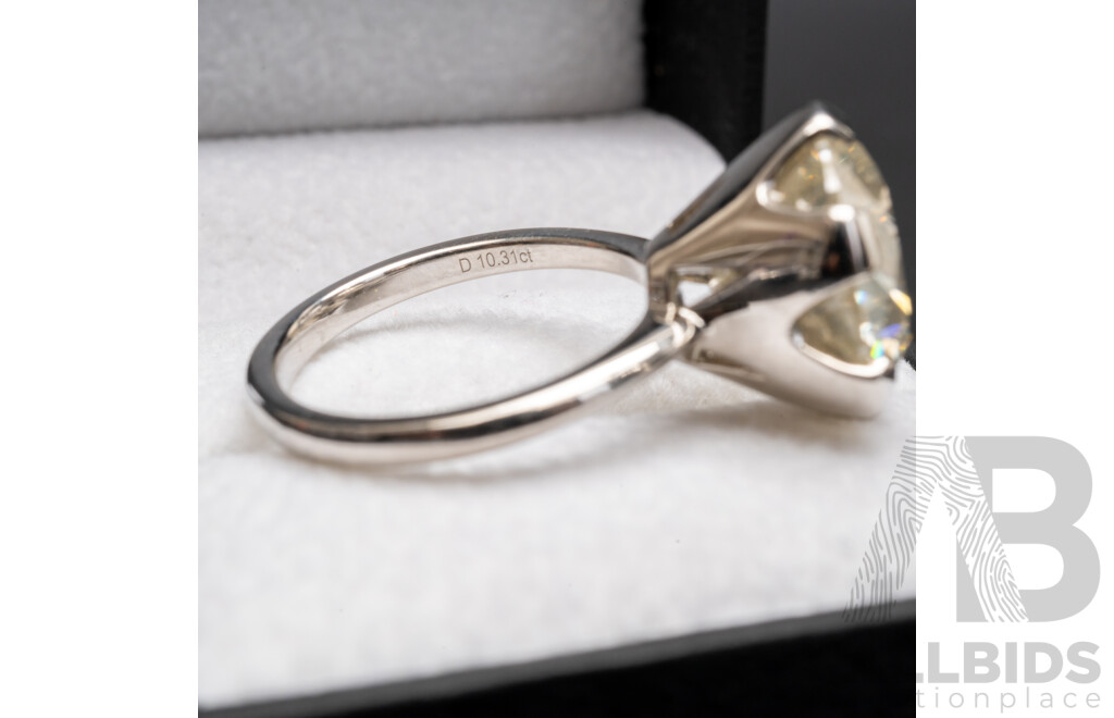 10.31ct Fancy Diamond 950 Platinum Solitaire Ring with Valuation - Size P
