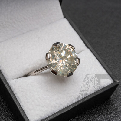 10.31ct Fancy Diamond 950 Platinum Solitaire Ring with Valuation - Size P
