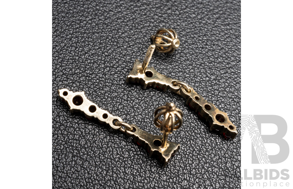 Handmade 925 Sterling Silver Drop Earrings with Old Cut Garnets - 2.13gms