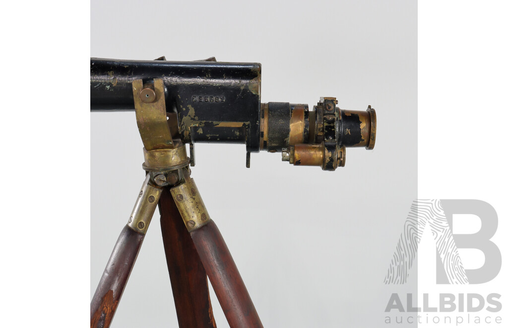 World War Two Era American W & E.L Gurley Gun Sighting Naval Telescope M1910A1 with Tripod, Circa 1941