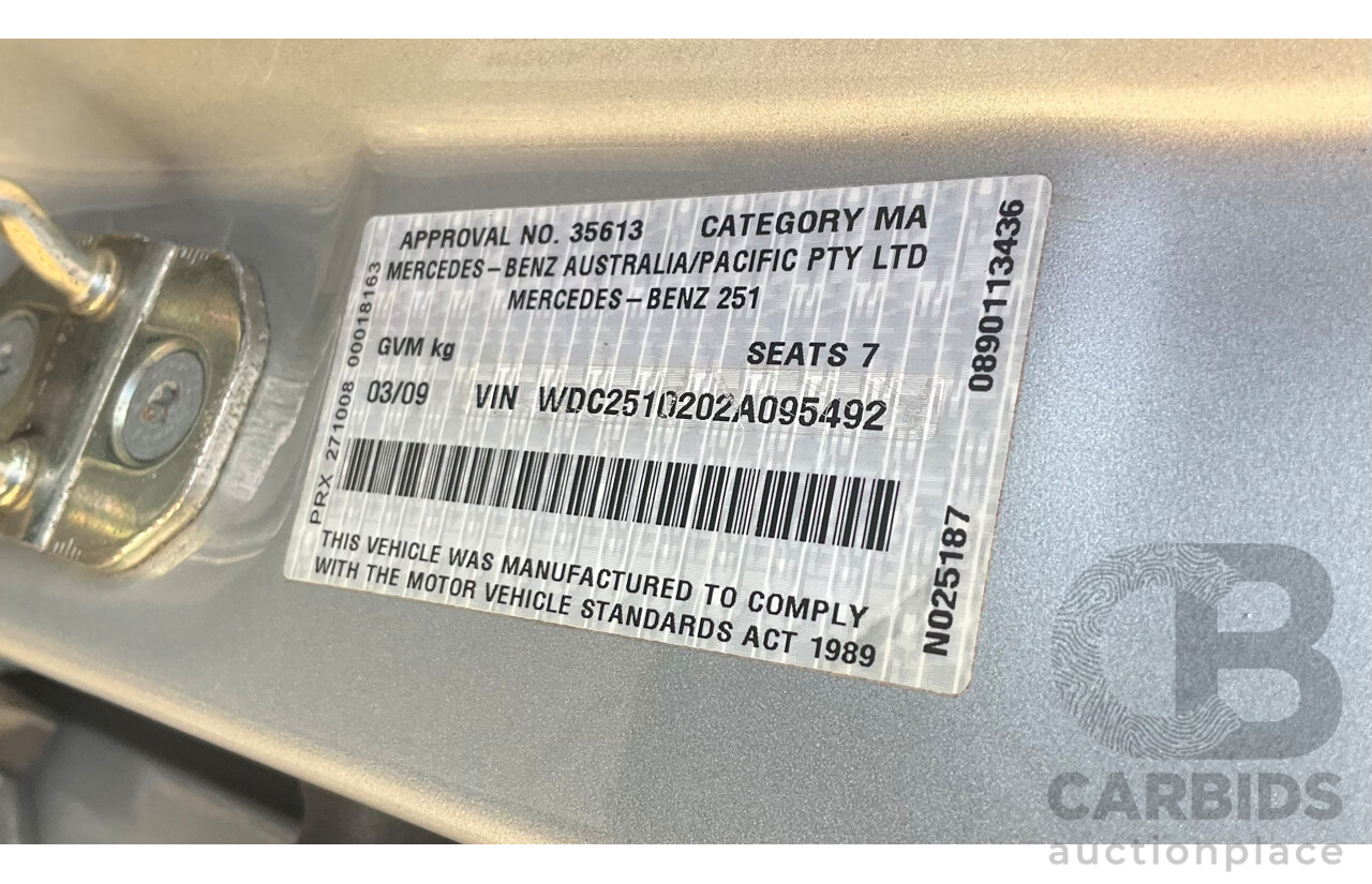 12/2008 Mercedes-Benz R 280 CDI (RWD) 251 MY08 4d Wagon Silver Turbo Diesel V6 3.0L