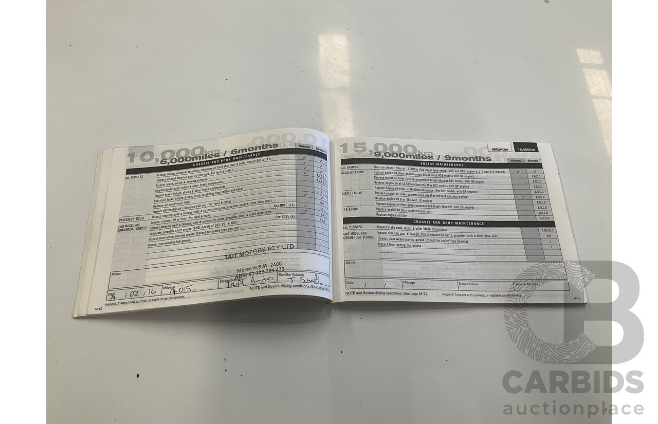 07/2015 Nissan Patrol DX (4x4) 4x4 MY14 Leaf C/Chas White Turbo Diesel 3.0L