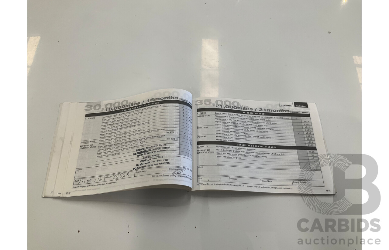 07/2015 Nissan Patrol DX (4x4) 4x4 MY14 Leaf C/Chas White Turbo Diesel 3.0L