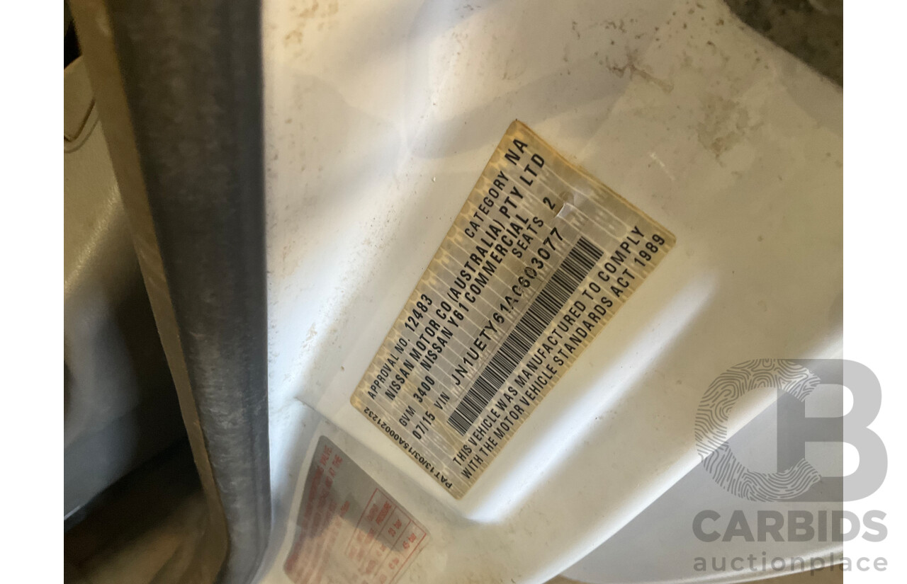 07/2015 Nissan Patrol DX (4x4) 4x4 MY14 Leaf C/Chas White Turbo Diesel 3.0L