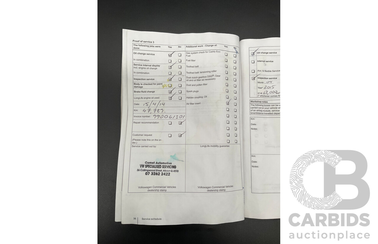 6/2011 Volkswagen Caddy Maxi TDI250 2K MY11 5d Van White Turbo Diesel 1.6L