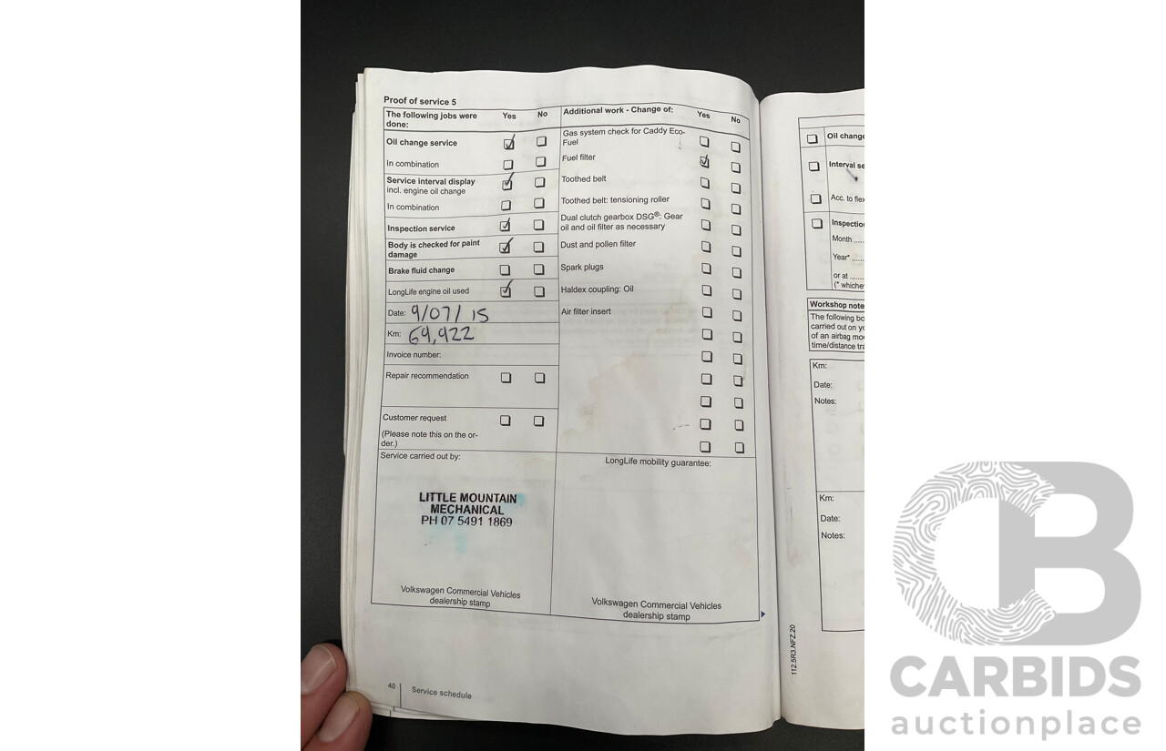 6/2011 Volkswagen Caddy Maxi TDI250 2K MY11 5d Van White Turbo Diesel 1.6L