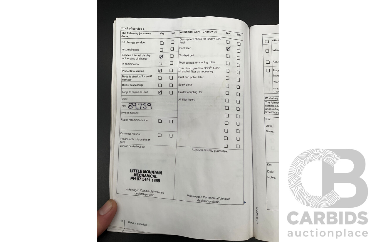 6/2011 Volkswagen Caddy Maxi TDI250 2K MY11 5d Van White Turbo Diesel 1.6L