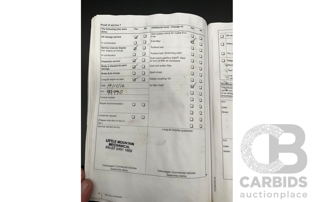 6/2011 Volkswagen Caddy Maxi TDI250 2K MY11 5d Van White Turbo Diesel 1.6L