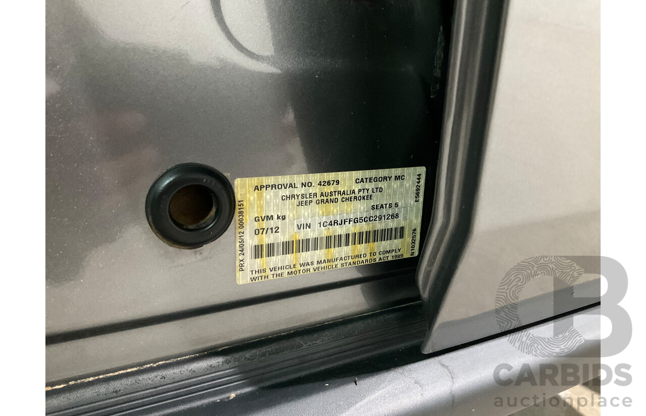 7/2012 Jeep Grand Cherokee Limited (4x4) WK MY13 4d Wagon Grey V6 3.6L