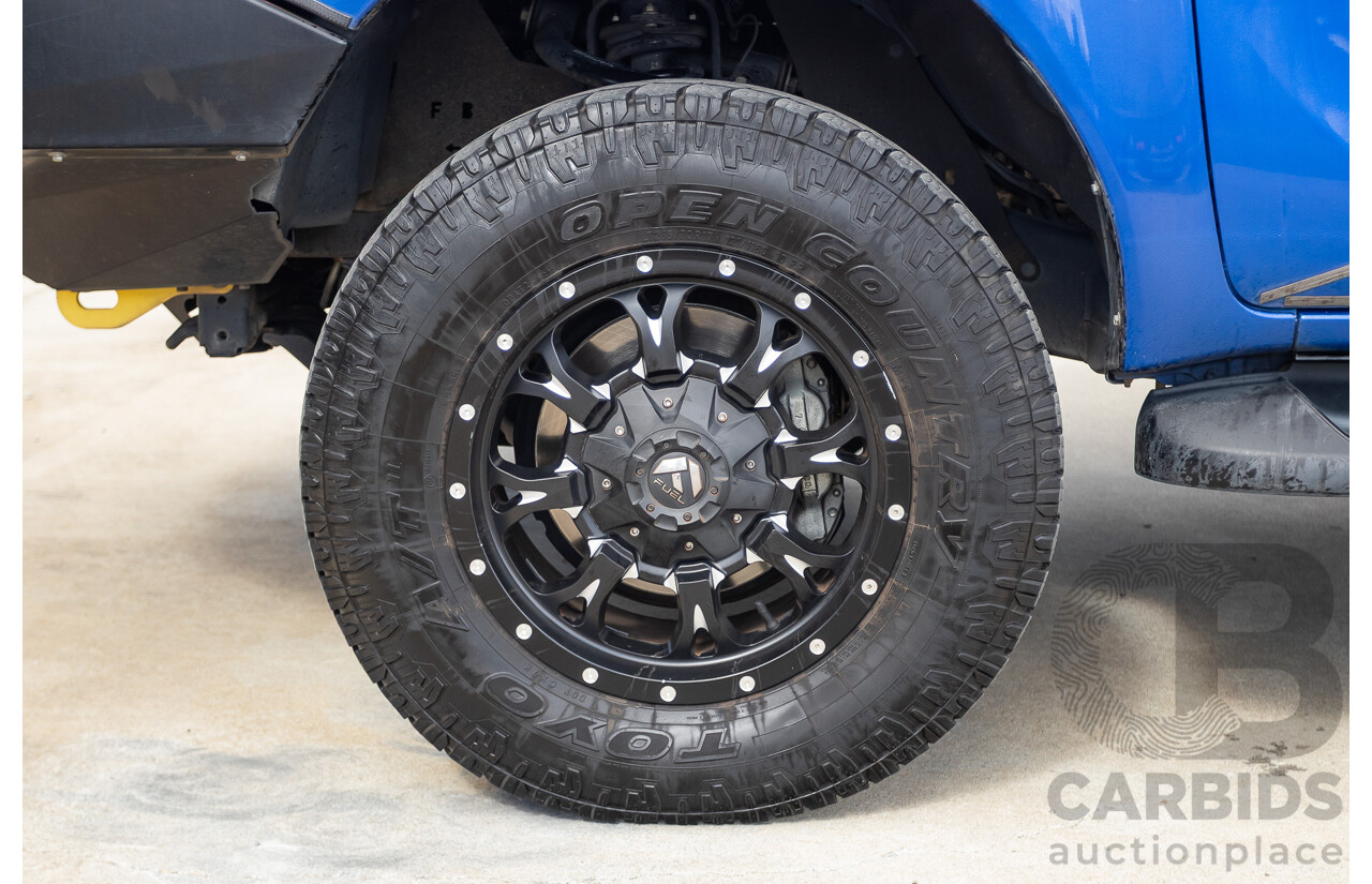 7/2015 Toyota Hilux Workmate (4x4) GUN125R Dual Cab Utility Nebula Blue Turbo Diesel 2.4L