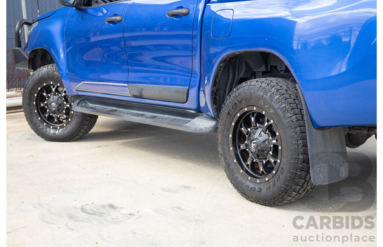 7/2015 Toyota Hilux Workmate (4x4) GUN125R Dual Cab Utility Nebula Blue Turbo Diesel 2.4L