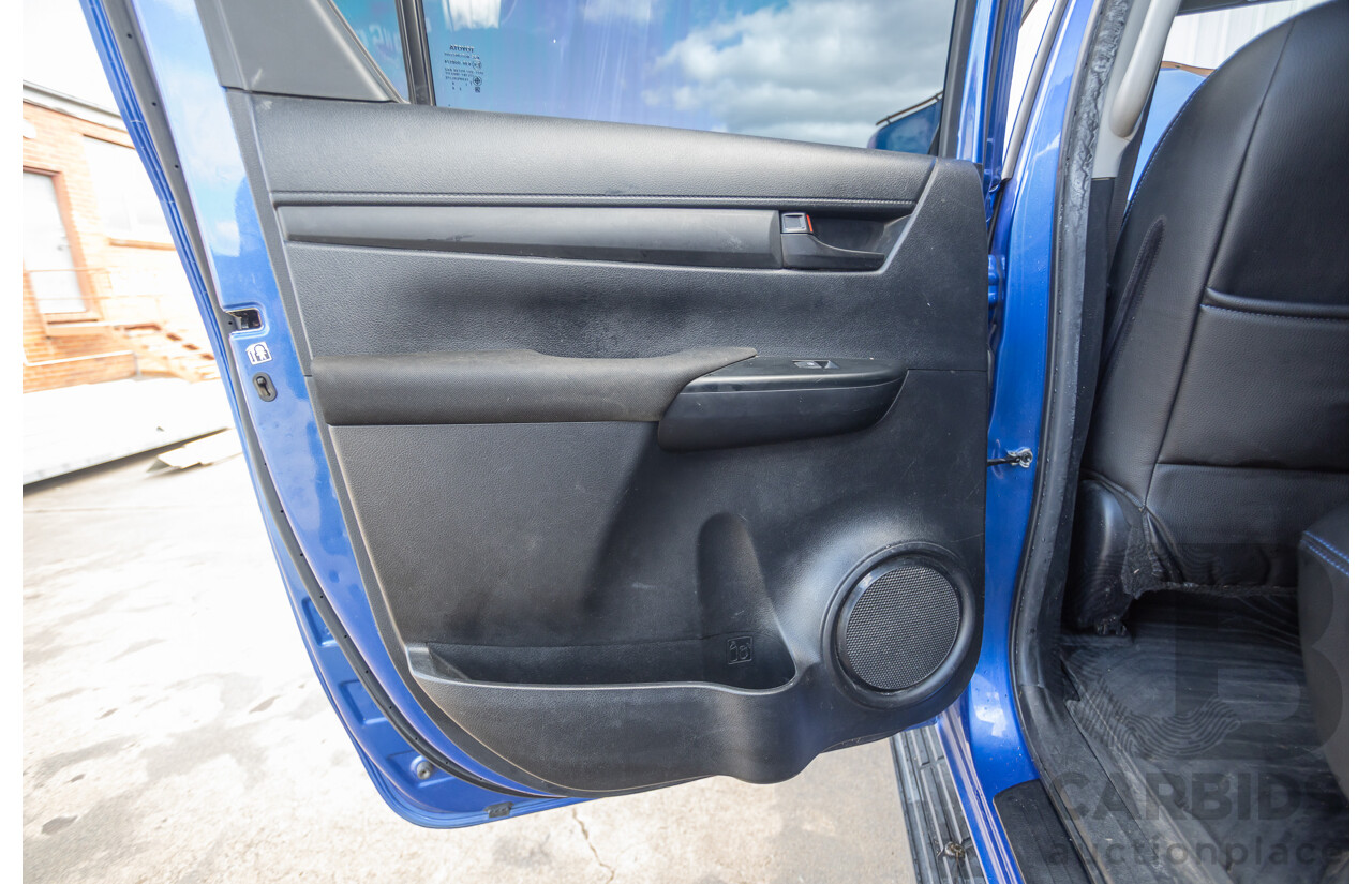 7/2015 Toyota Hilux Workmate (4x4) GUN125R Dual Cab Utility Nebula Blue Turbo Diesel 2.4L