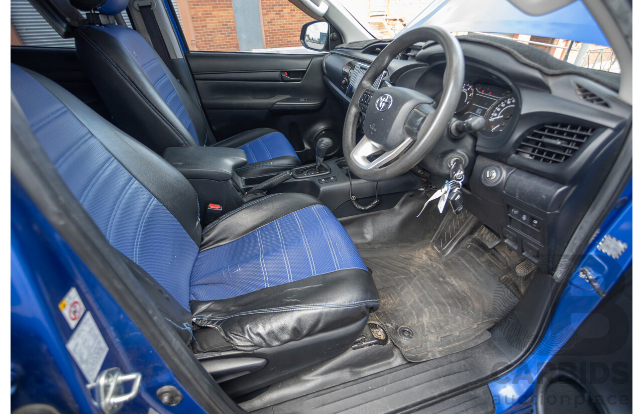 7/2015 Toyota Hilux Workmate (4x4) GUN125R Dual Cab Utility Nebula Blue Turbo Diesel 2.4L