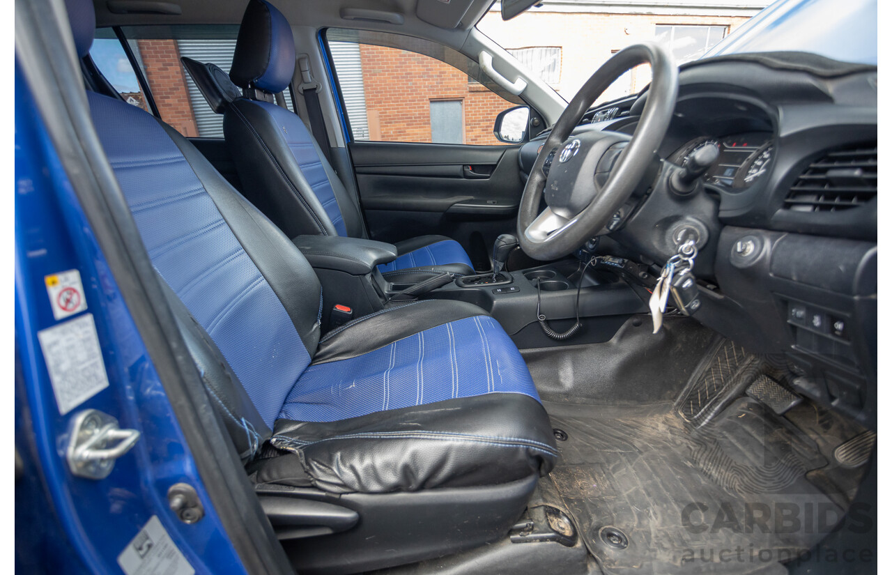7/2015 Toyota Hilux Workmate (4x4) GUN125R Dual Cab Utility Nebula Blue Turbo Diesel 2.4L