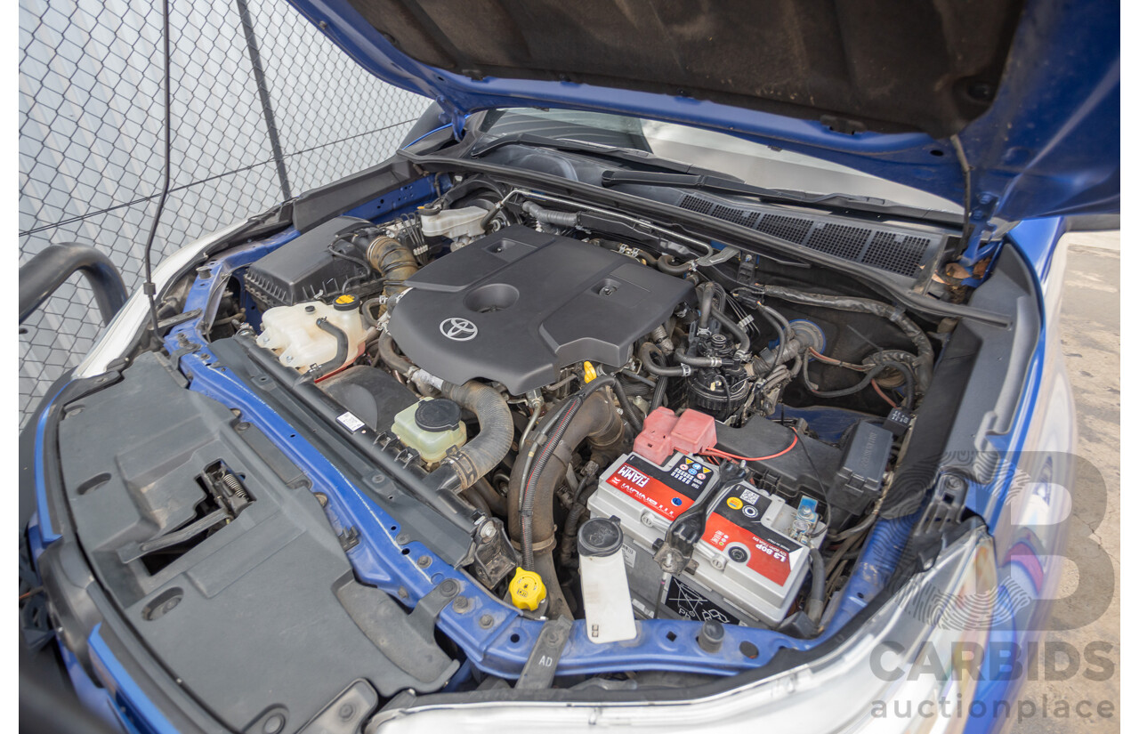 7/2015 Toyota Hilux Workmate (4x4) GUN125R Dual Cab Utility Nebula Blue Turbo Diesel 2.4L