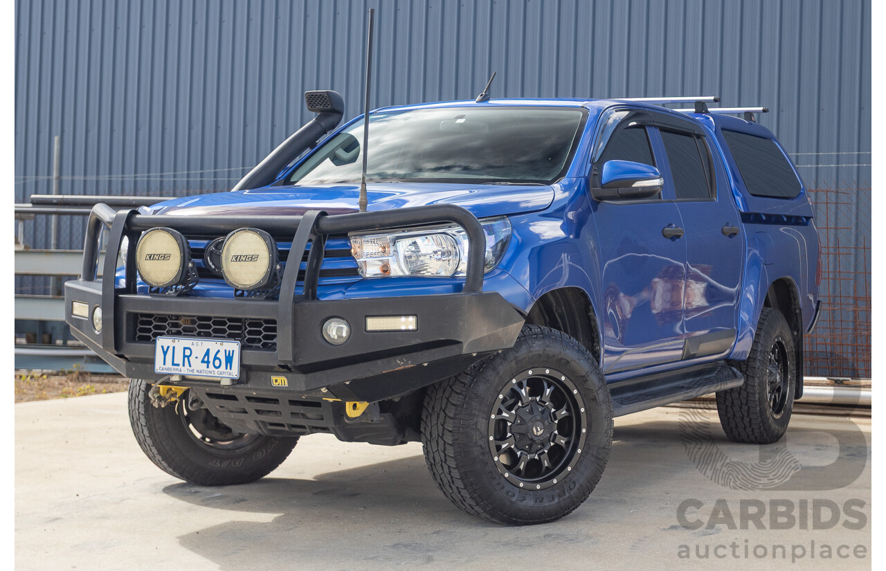 7/2015 Toyota Hilux Workmate (4x4) GUN125R Dual Cab Utility Nebula Blue Turbo Diesel 2.4L