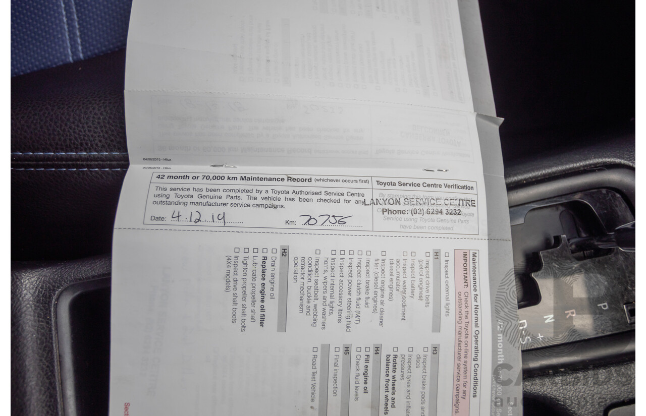 7/2015 Toyota Hilux Workmate (4x4) GUN125R Dual Cab Utility Nebula Blue Turbo Diesel 2.4L