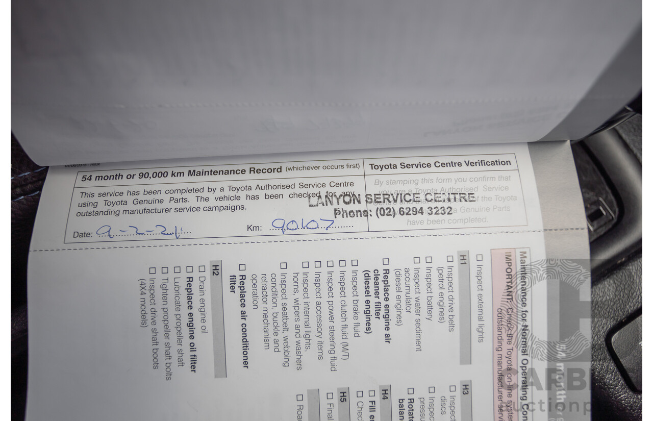 7/2015 Toyota Hilux Workmate (4x4) GUN125R Dual Cab Utility Nebula Blue Turbo Diesel 2.4L