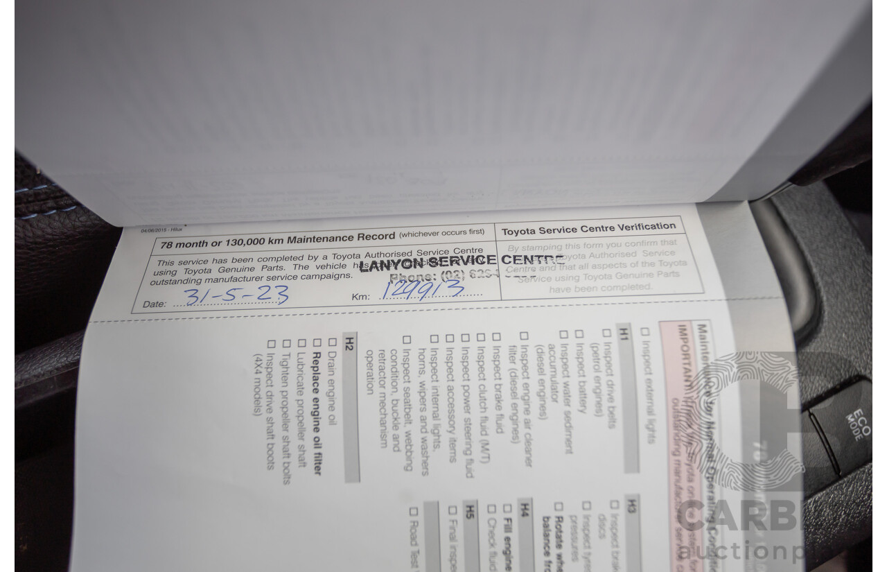 7/2015 Toyota Hilux Workmate (4x4) GUN125R Dual Cab Utility Nebula Blue Turbo Diesel 2.4L