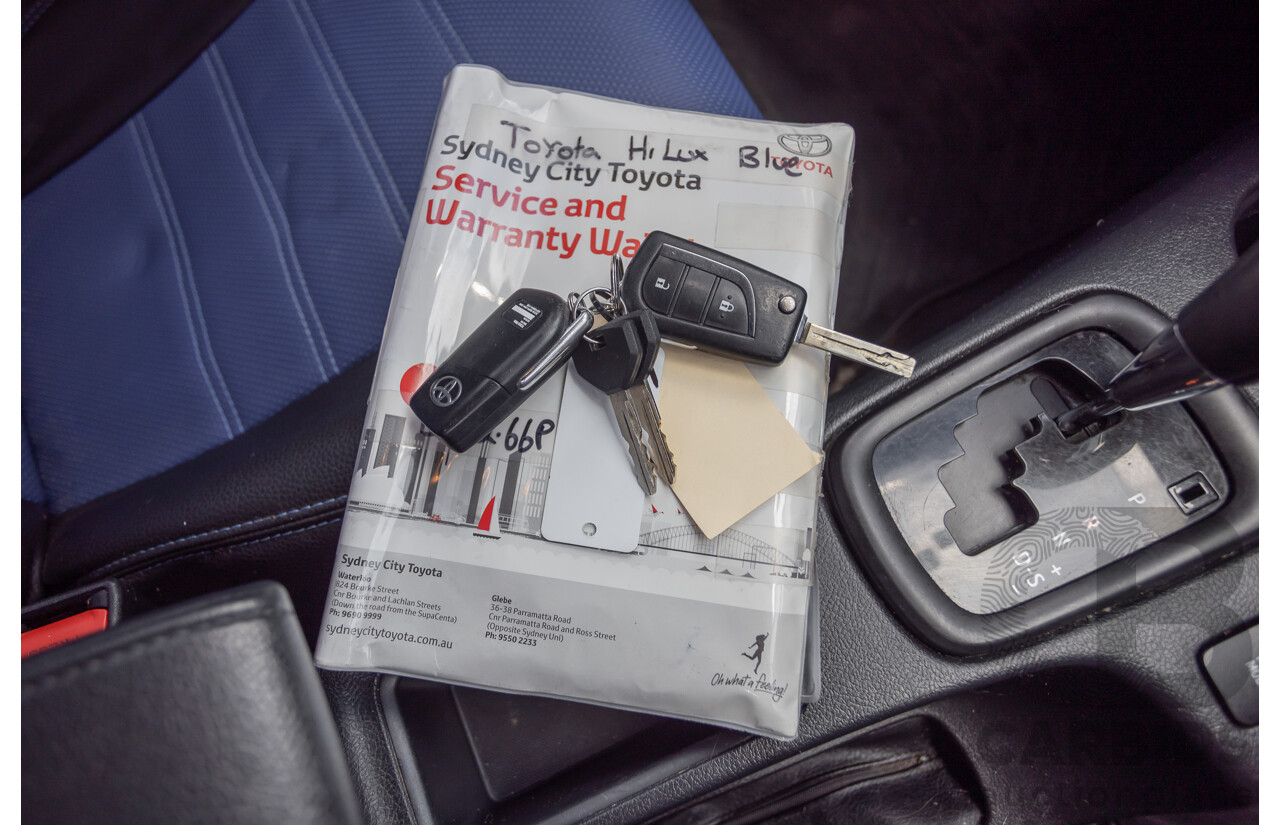 7/2015 Toyota Hilux Workmate (4x4) GUN125R Dual Cab Utility Nebula Blue Turbo Diesel 2.4L