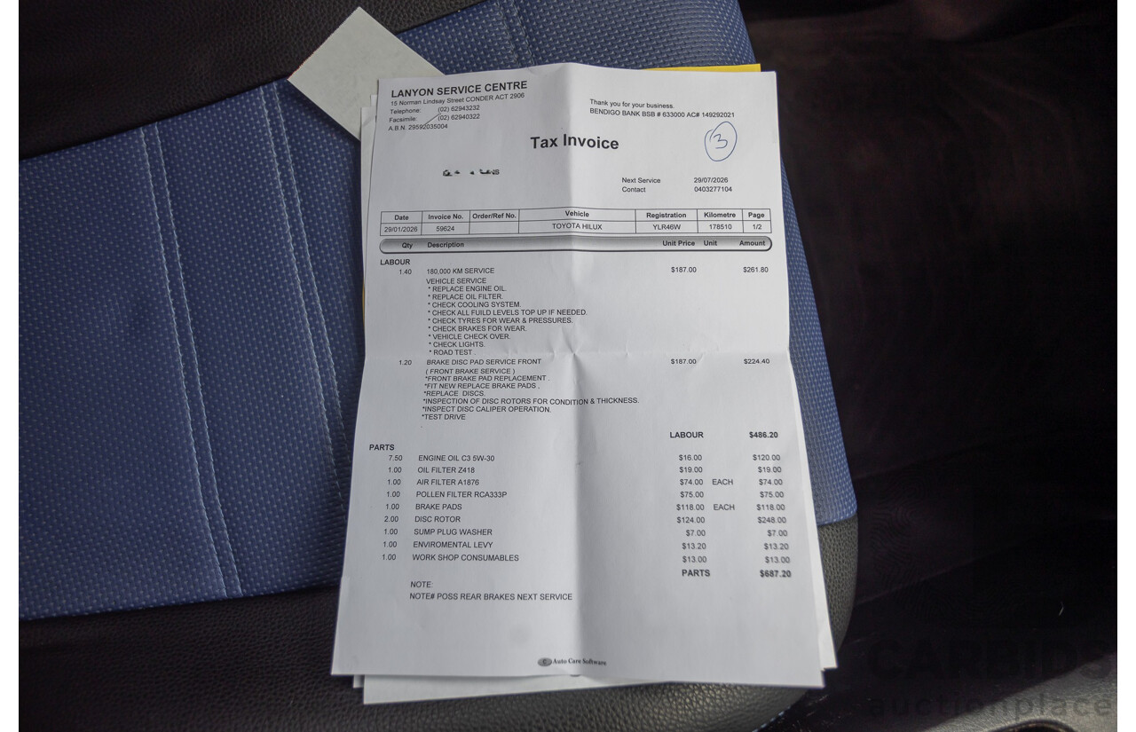 7/2015 Toyota Hilux Workmate (4x4) GUN125R Dual Cab Utility Nebula Blue Turbo Diesel 2.4L