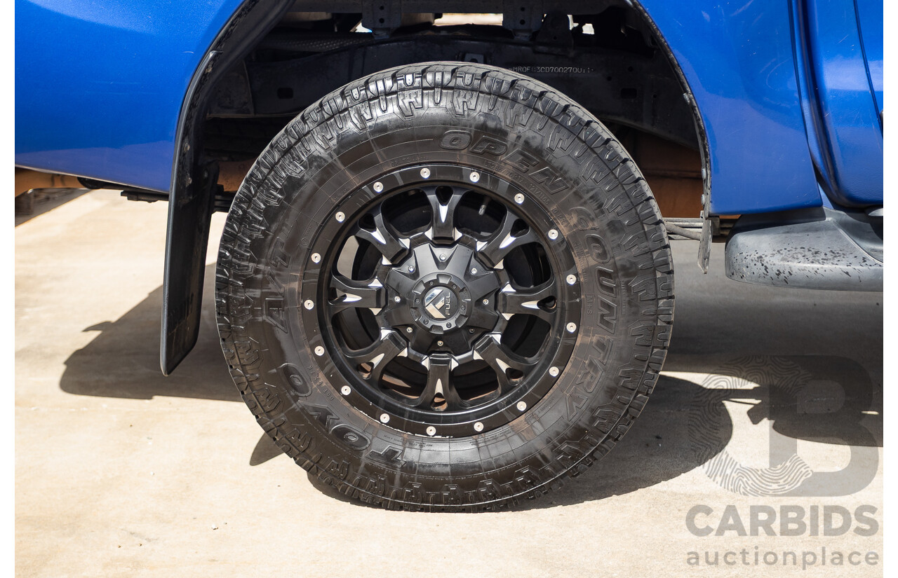 7/2015 Toyota Hilux Workmate (4x4) GUN125R Dual Cab Utility Nebula Blue Turbo Diesel 2.4L