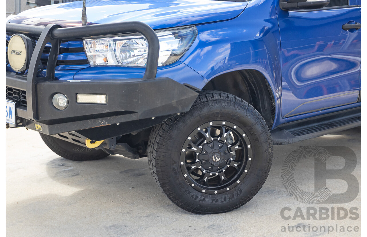 7/2015 Toyota Hilux Workmate (4x4) GUN125R Dual Cab Utility Nebula Blue Turbo Diesel 2.4L