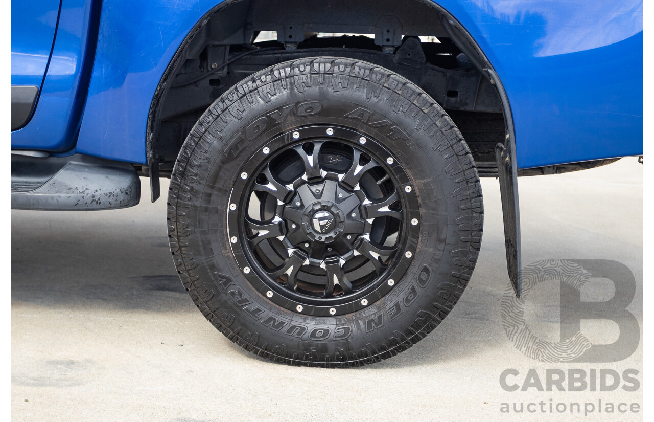 7/2015 Toyota Hilux Workmate (4x4) GUN125R Dual Cab Utility Nebula Blue Turbo Diesel 2.4L