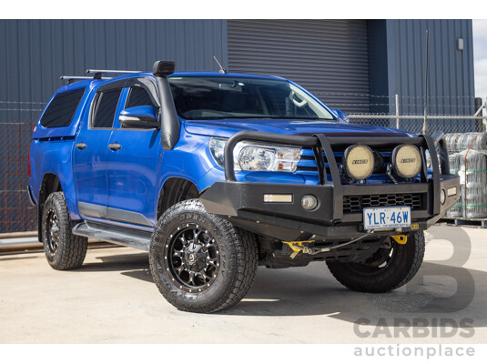 7/2015 Toyota Hilux Workmate (4x4) GUN125R Dual Cab Utility Nebula Blue Turbo Diesel 2.4L