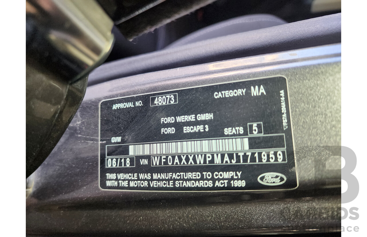 6/2018 Ford Escape Trend (FWD) ZG MY18 4d Wagon Grey Turbo 1.5L