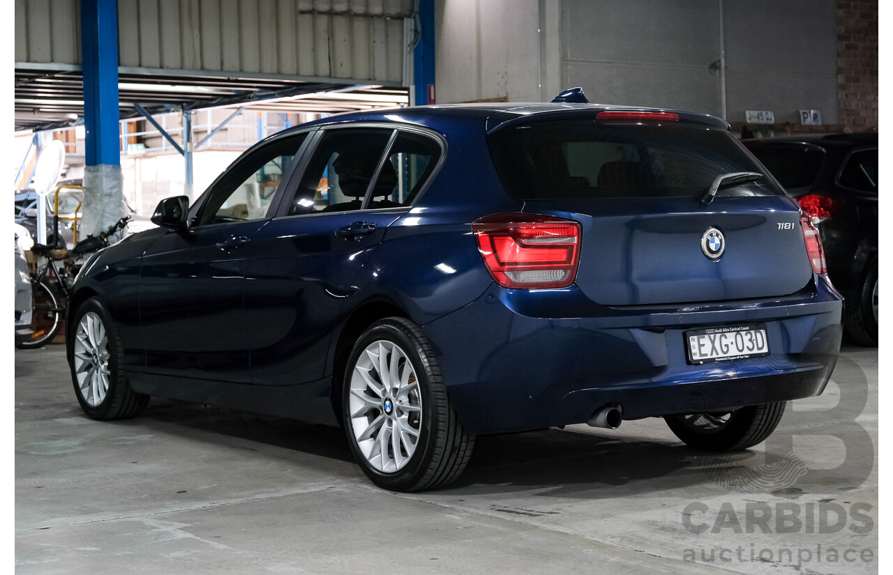 10/2012 BMW 118i F20 5d Hatchback Tiefsee Blue Metallic Turbo 1.6L