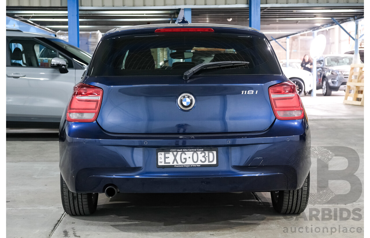 10/2012 BMW 118i F20 5d Hatchback Tiefsee Blue Metallic Turbo 1.6L