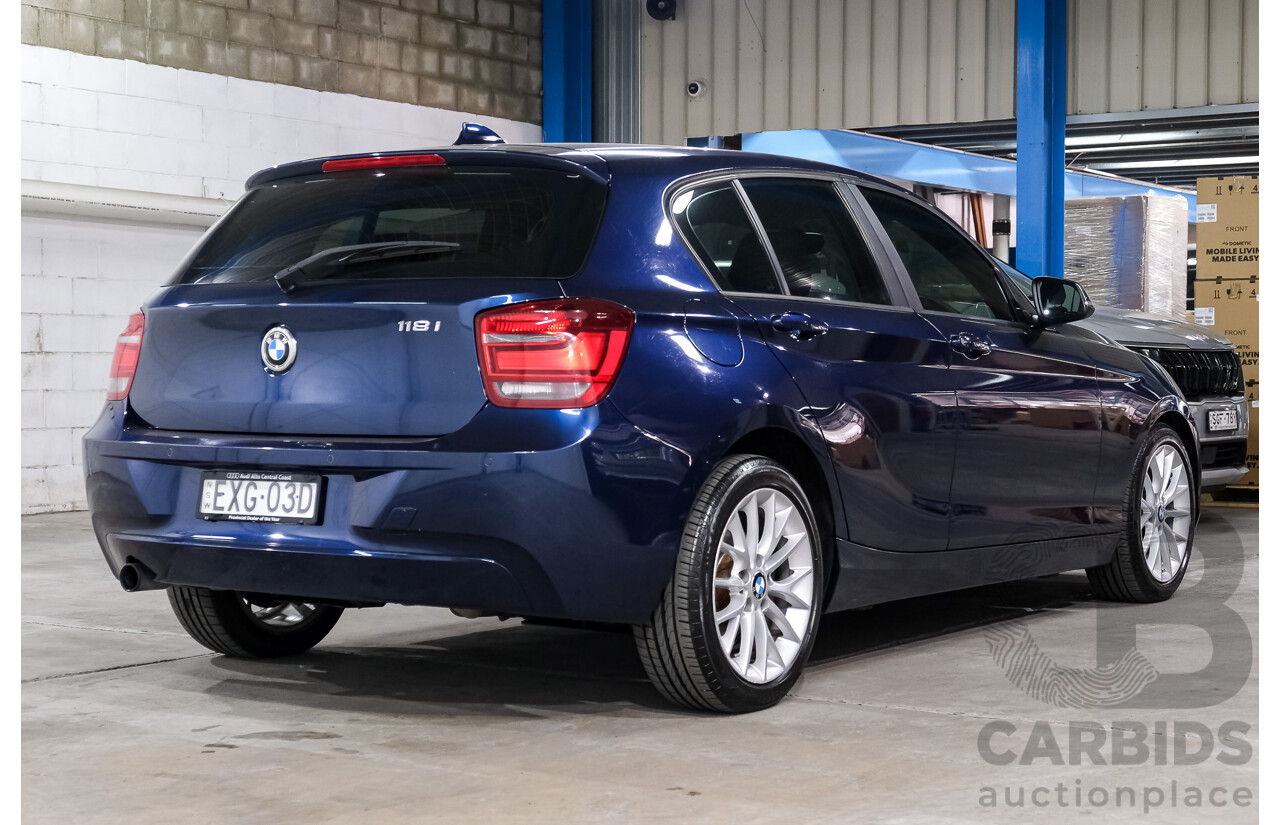 10/2012 BMW 118i F20 5d Hatchback Tiefsee Blue Metallic Turbo 1.6L