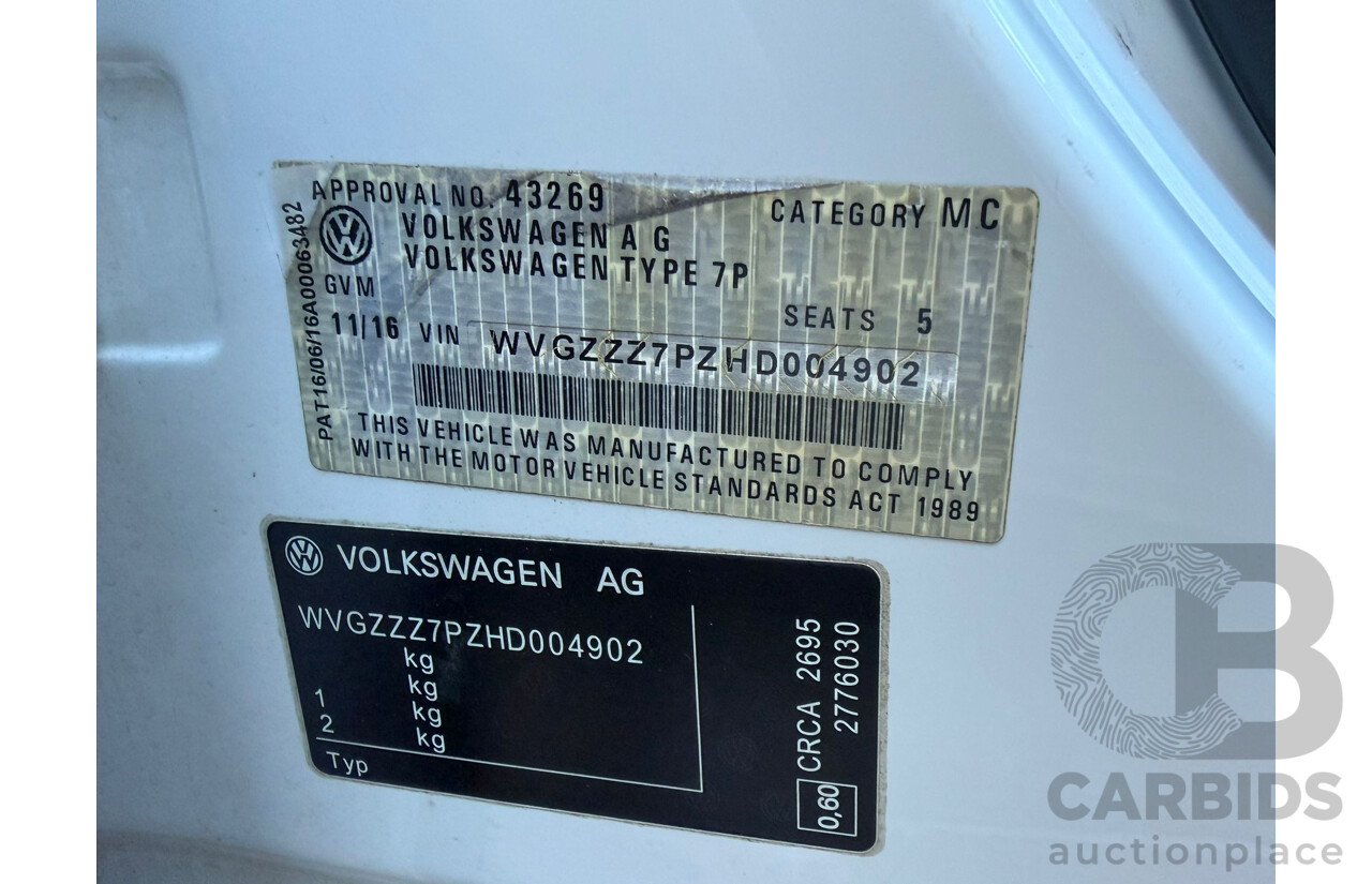 11/2016 Volkswagen Touareg V6 TDI AWD 7P MY17 4D Wagon Pure White Turbo Diesel V6 3.0L