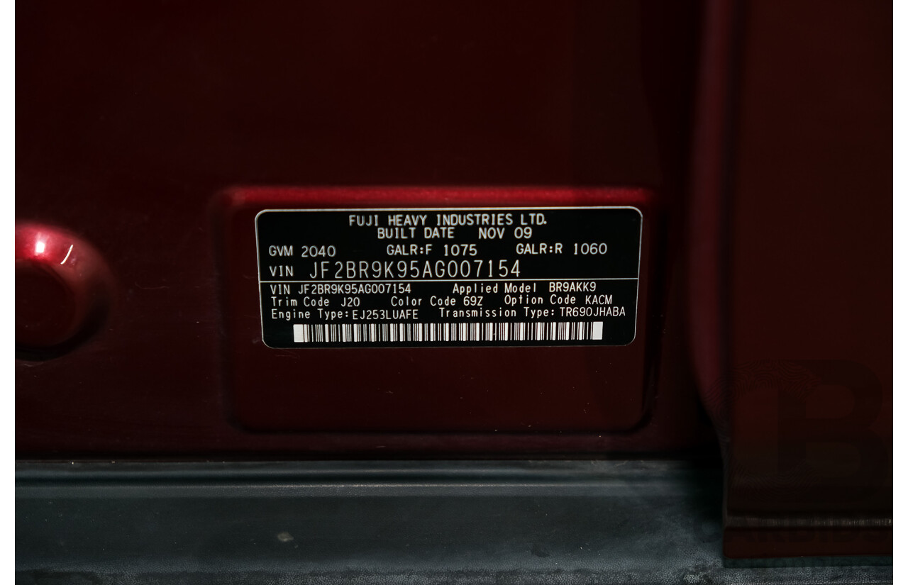 12/2009 Subaru Outback 2.5i Premium MY10 4d Wagon Red 2.5L