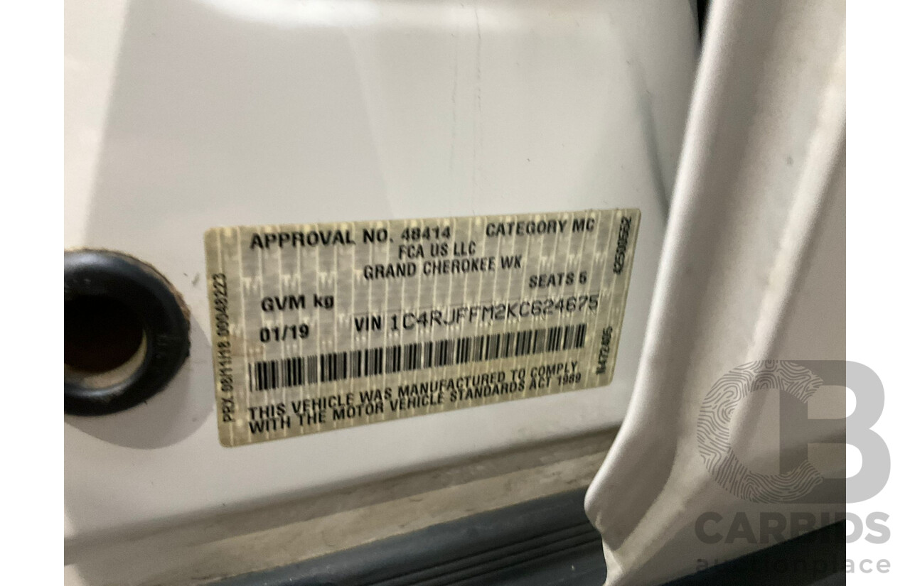 1/2019 Jeep Grand Cherokee Limited (4x4) WK MY18 4d Wagon Bright White Turbo Diesel V6 3.0L
