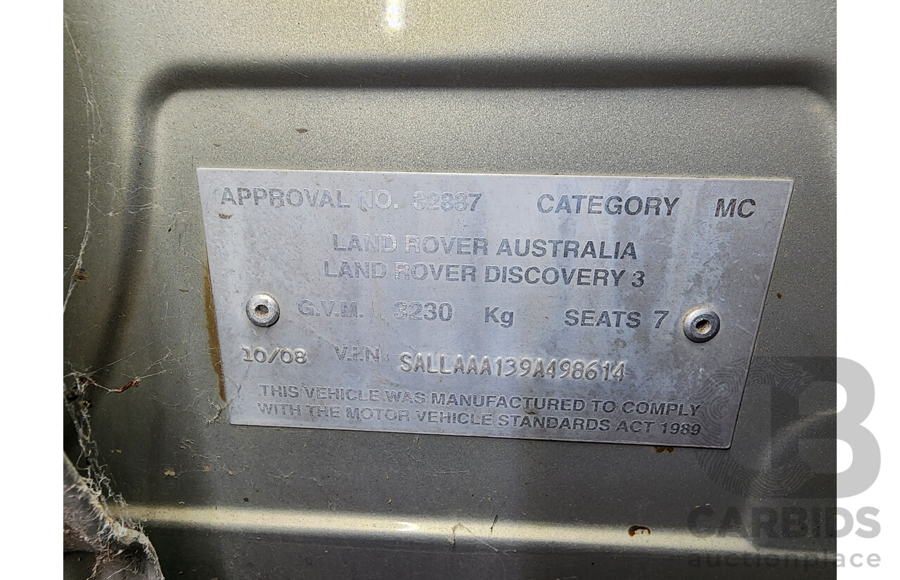 10/2008 Land Rover Discovery 3 SE MY08 4d Wagon Beige 2.7L