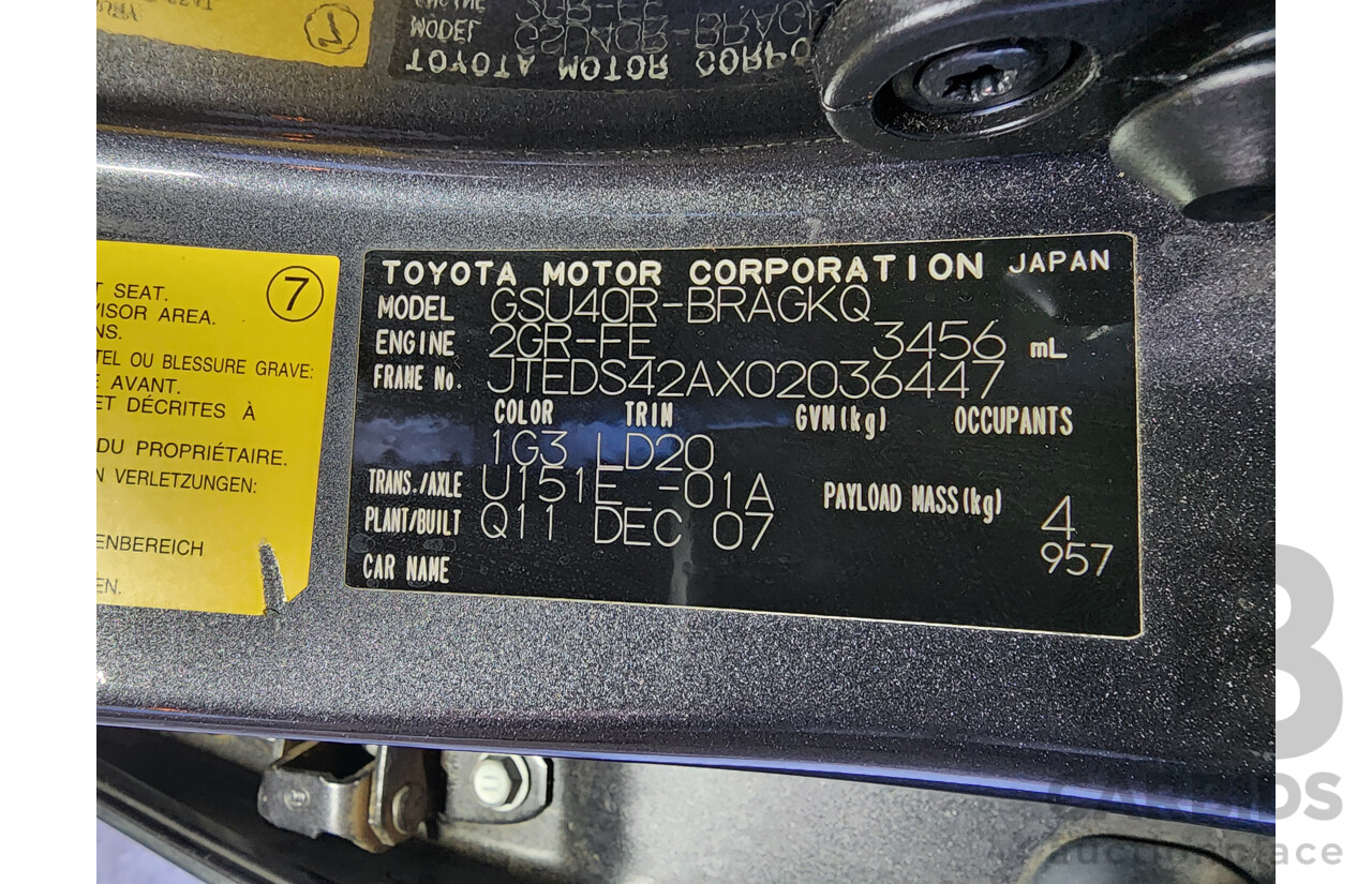 1/2008 Toyota Kluger Grande (fwd) GSU40R 4d Wagon Grey 3.5L