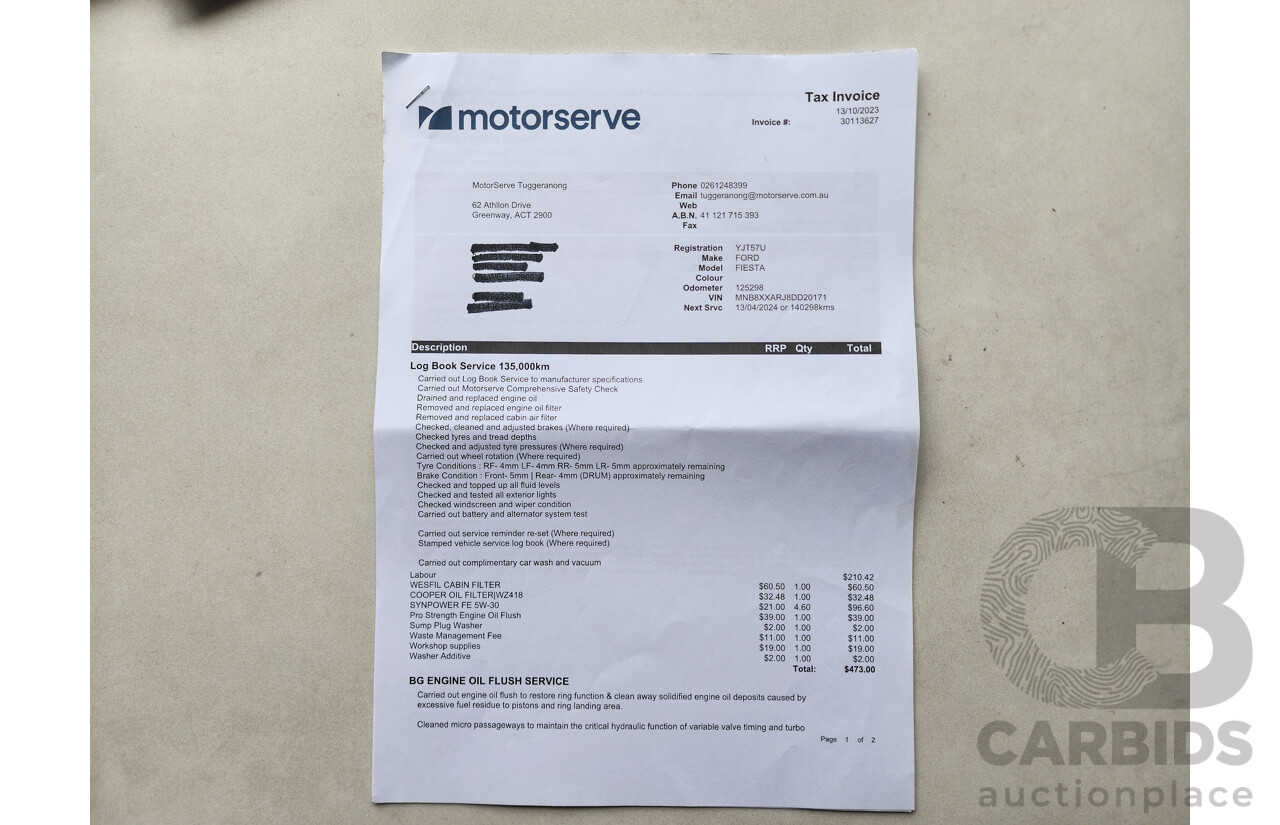 12/2013 Ford Fiesta Sport WZ 5d Hatchback Blue 1.0L