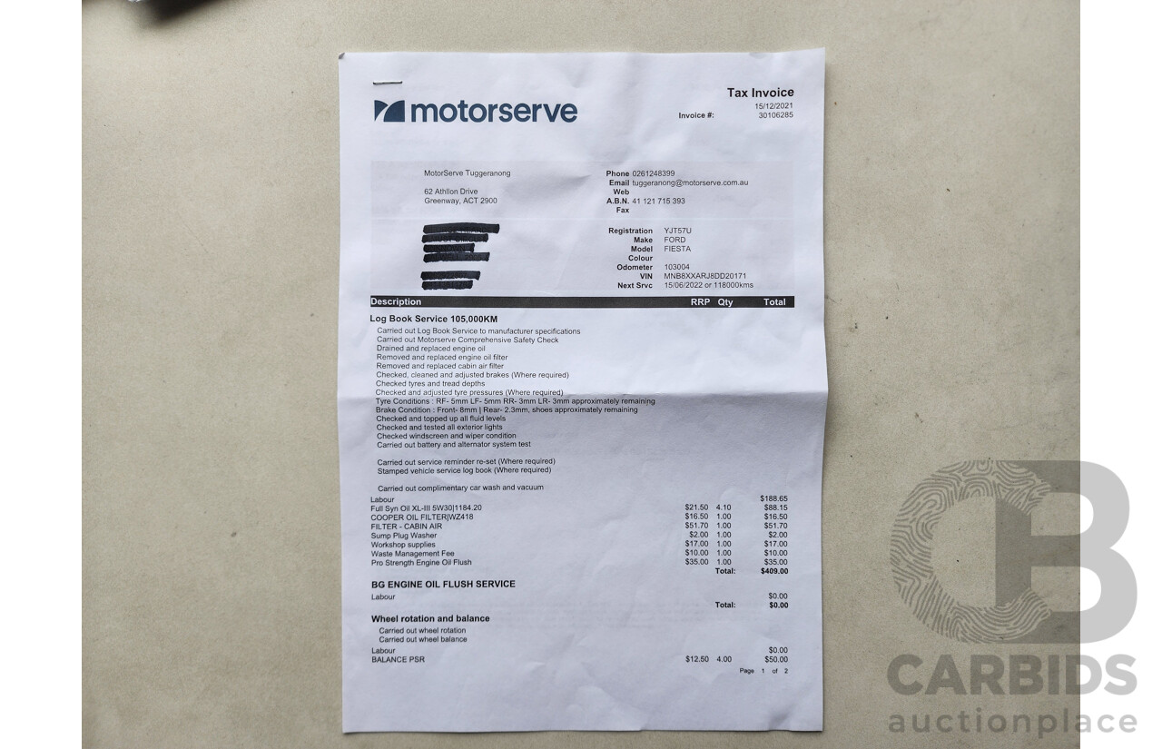 12/2013 Ford Fiesta Sport WZ 5d Hatchback Blue 1.0L